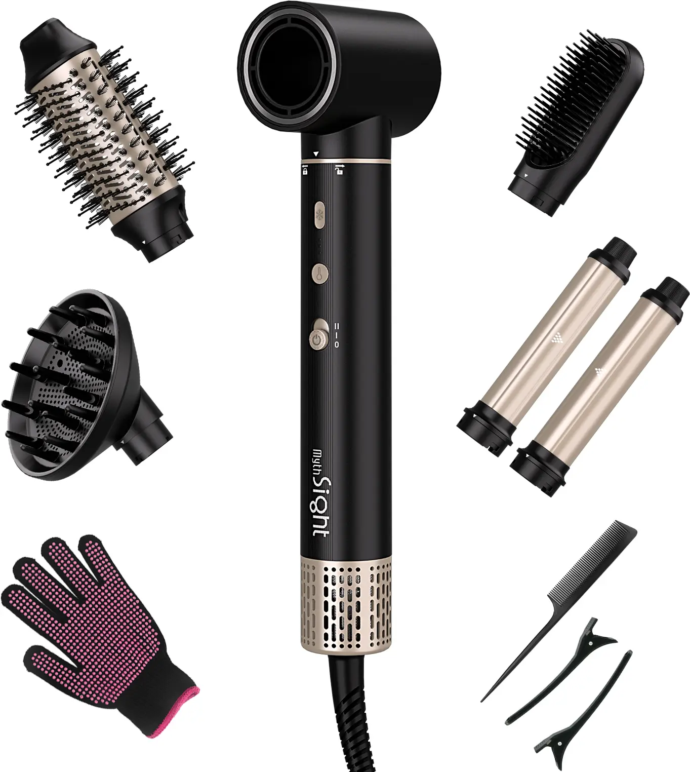 StyleVibe 6-in-1 Air Style - 110,000 RPM High-Speed Dryer, Auto-Wrap Curler, Volumizing Blower Brush, Curling Tool for Smooth Frizz-Free Blowouts, No Heat Damage, Women's Perfect Gift