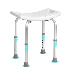 VEVOR Shower Chair,  Adjustable Height Shower Stool with Built-in Handles, Shower Seat for Inside Shower or Tub, Non-Slip Bench Bathtub Stool Seat for Elderly Disabled Handicap, 158.8 kg Capacity