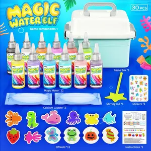 Magic Water Toy Elf Kit, Water Fairy Water Gel Kit with 12 Magic Gels, 12 Shape Molds, Fun Summer Toys Gifts Kids Birthday Party Favors, DIY STEM Aqua Kits Boys Girls Toys for Age 3+(12 Colors)