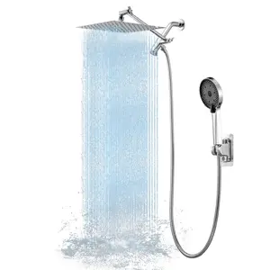 NGNP Shower Head,10" High Pressure Shower Combo,Rainfall Shower System with Handheld Spray,All Metal 3-Way Diverter & 59ft Hose,Anti-Clog Nozzles,Easy to Install in Bathrooms outdoorfun