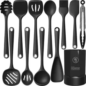 10PCS Stainless Steel Core Silicone Kitchen Utensils Set - Heat Resistant, BPA Free, Dishwasher Safe Cooking Gadgets for Nonstick Cookware (Cream White)