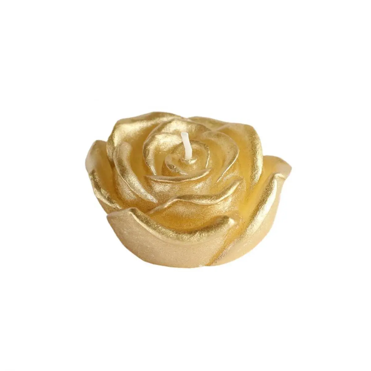 CFZ-101-0 Round 3 in. Unscented Handpoured Wax Floating Candles, Metallic Gold Rose Decorative Candles, 12-Piece Box for Room Decor, House Decoration