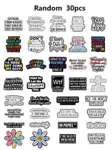 30 Random Fun Quote Brooches Enamel Badges, Flower Brooch, Lapel Brooch, Floral Brooch, Fashion Accessory, Humorous Sayings Pins for Backpacks, Collars, Hats, Gifts for Friends, Office, Parties