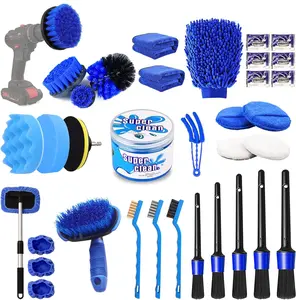 35PCS Car Detailing Brush Set, Car Detailing kit, Auto Detailing Drill Brush Set, Car Detailing Brushes, Car Wash Kit with Cleaning Gel, Car Cleaning Tools Kit for Interior,Exterior, Wheels, Dashboard