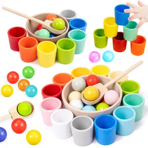 Wooden Rainbow Ball Color Matching Toys, Sorting Game Toys, Shape Sorter, Color Matching And Quantity Calculation Game, Fine Motor Skills, Christmas Halloween Gifts, Multi Activity Playset, Random Color
