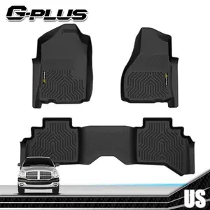 G-PLUS Floor Mats 3PCS Compatibile with Dodge Ram 1500 Quad Cab 2002-2008/Fit Ram 2500 3500 Quad Cab 2003-2009, All Weather Protection TPE 1st & 2nd Row Floor Liners Black