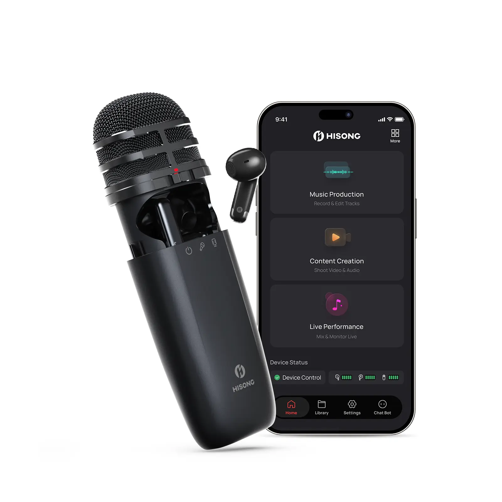 HISONG AirStudio S1 Portable Recording System, Recording Capsule with In-Ear Monitoring, USB-C Audio Interface and Real-Time Multi-Track Recording for Vocal&Instrument Recording, Podcasting and Live Streaming
