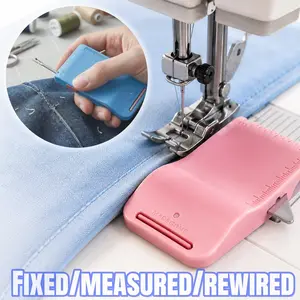 Magnetic Sewing Machine Sleeve Tool - 4-in-1 ABS Edge Guide with Needle-Type Seam Rippers, Ruler Scale, Needle Threader for Cuffs, Plackets, Topstitching for Beginner Sewing Supplies