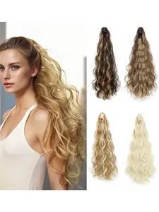 Curly Water Wave Claw Clip Extension Hair Clips, 50cm Synthetic Wavy Curly Ponytail Extender for Women, Fluffy Ponytail Hair Accessories, Wavy Synthetic Hairpiece