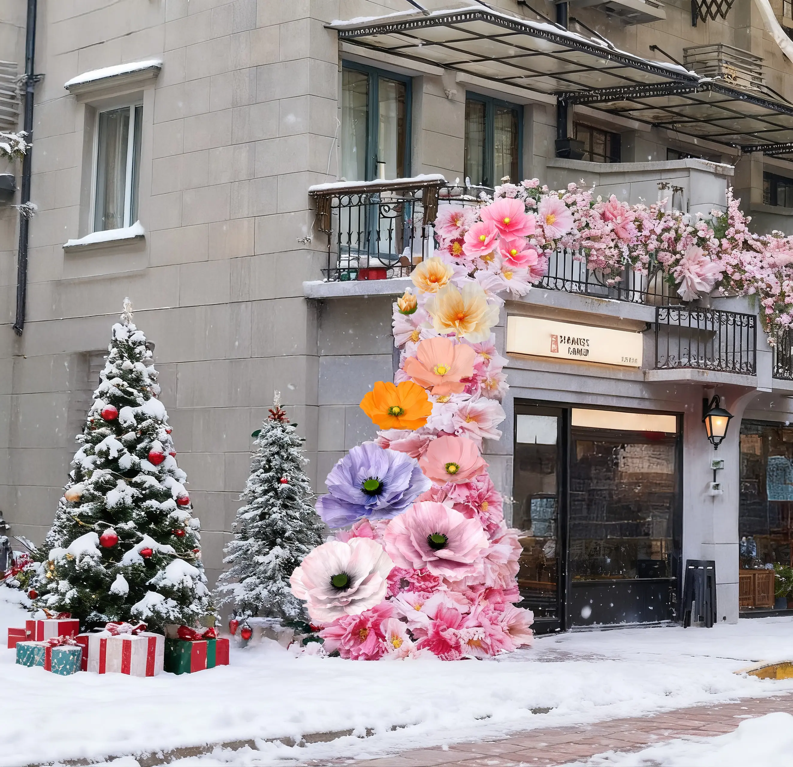 Extra Large   Flowers  Christmas   Decorations   for Photo Backdrop  Jumbo Faux Floral Props for Festive Room, Christmas Tree Scene & Aesthetic Makeover. Life Size Display for Event and Window Decor.
