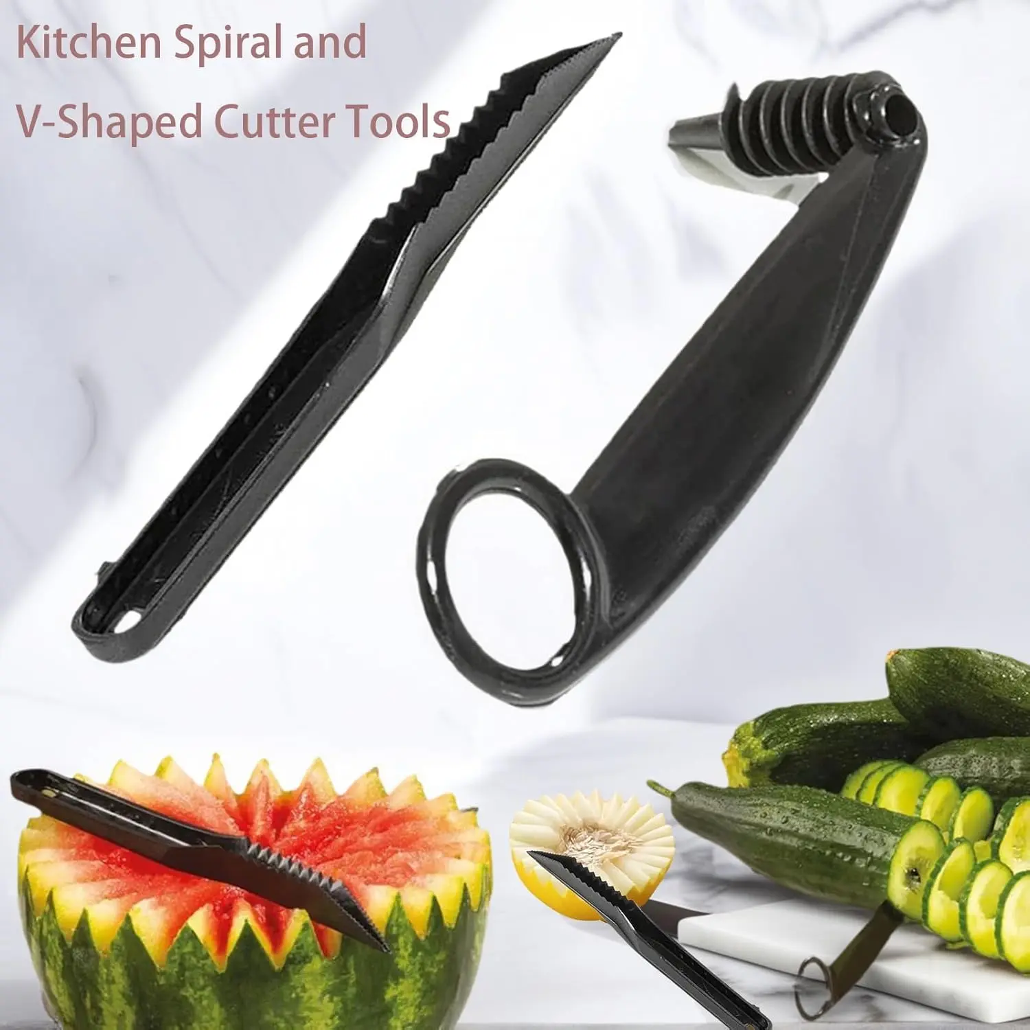 Kitchen Spiral And V-Shaped Tools, Blade Julienne Cutter,Fruit Shape Cutters,Multifunctional Vegetables Cutter For Slicing Potatoes, Cucumbers and Vegetables in Spirals