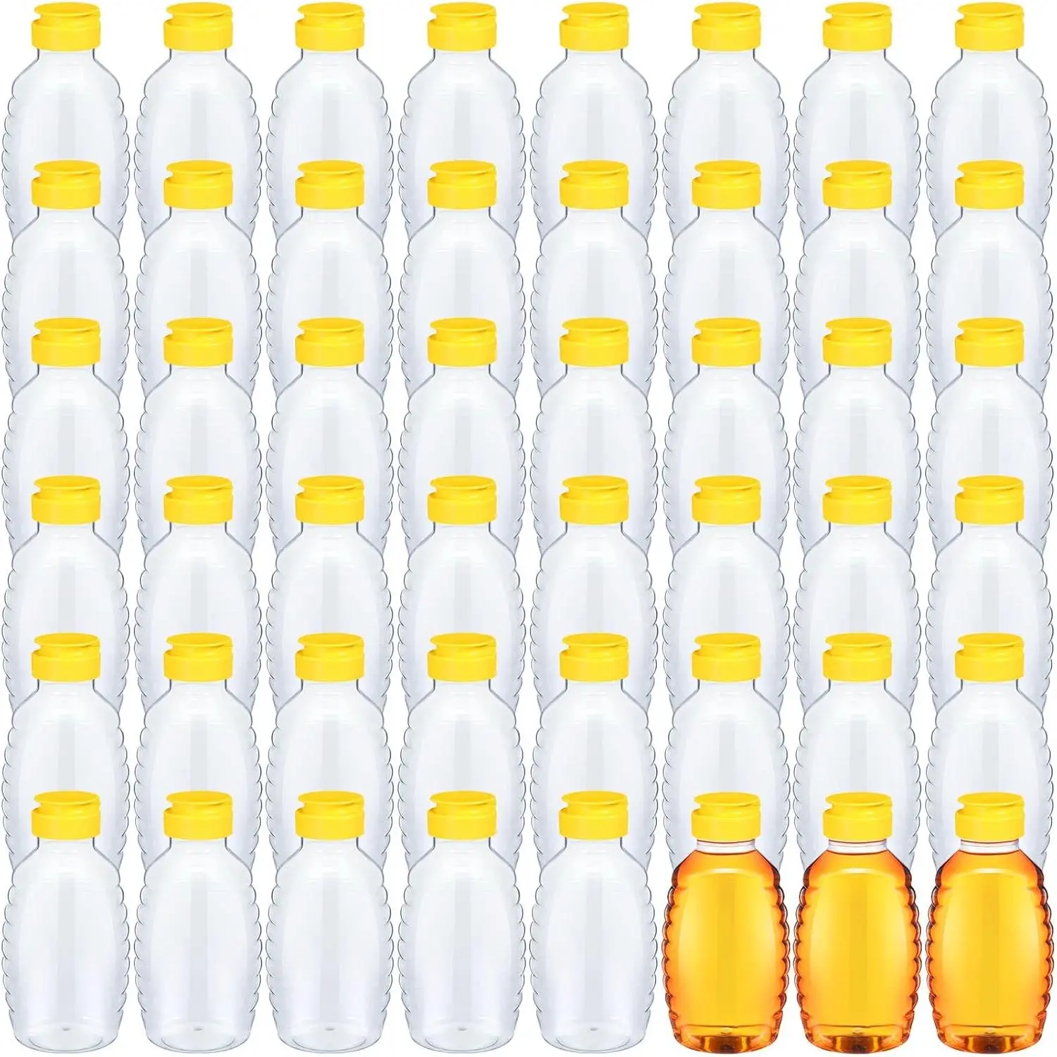 48 Pcs 16 oz Honey Jar with Lids Squeeze Honey Bottles Bulk Clear Plastic Honey Container Honey Dispenser Empty with Flip Lid