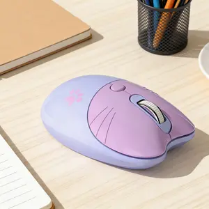 MOFii 1 Piece Cat Paw Wireless Mouse, Purple Gradient Dual-Mode Office Mouse, Cute for Girls, Universal for Laptops & Desktops (Batteries Not Included)