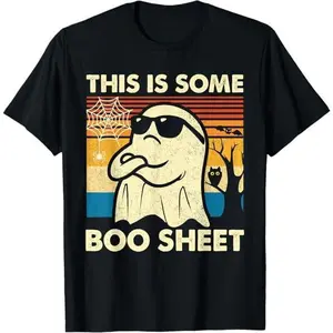 Funny Halloween Shirts For Men, This is Some Boo Sheet Ghost Retro Funny Halloween Men Women T-Shirt Menswear - Available from