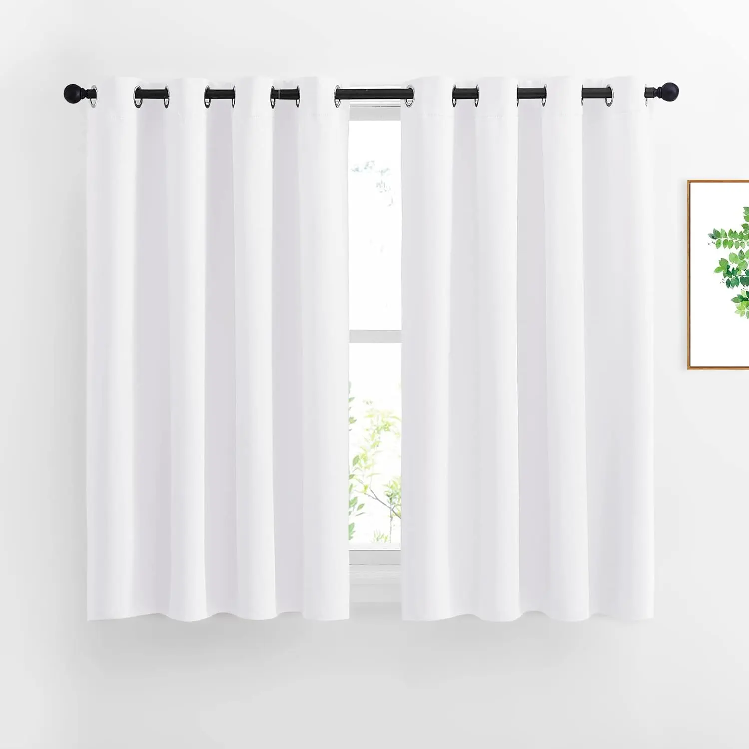 NICETOWN 50% Light Filtering Grommet Curtain Set, Modern Solid Grommet Draperies for Basement, Nursery Room (2 Panels, 52in Wide, 45in Long), Grommet Curtains, Light Filtering Curtains