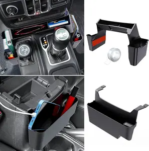 2PCS Gear Shift Center Console Side Tray Organizer,Armrest Storage Hanging Box for Jeep Wrangler JL JLU 4xe 2023 2022-2018& Gladiator JT 2020-2023 Interior Storage Accessories