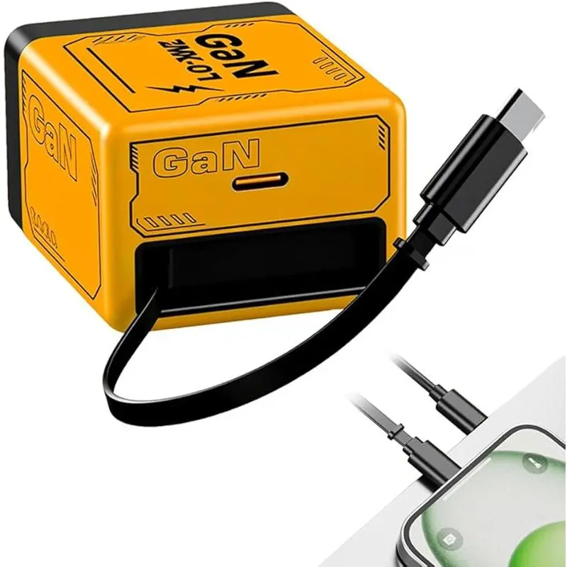 2-in-1 120 Watt Retractable Charger with Type C Cable and USB Ports, Portable Fast Charging Wall Plug Scalable Fast Charger Module for Phone and Laptops (Green-1pc)