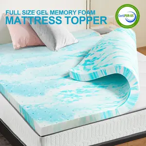 【New Color】 Full Size Cooling Gel Mattress Topper Memory Foam Mattress Breathable Topper for Bedroom, Guest Room, Dorm Room & Apartment