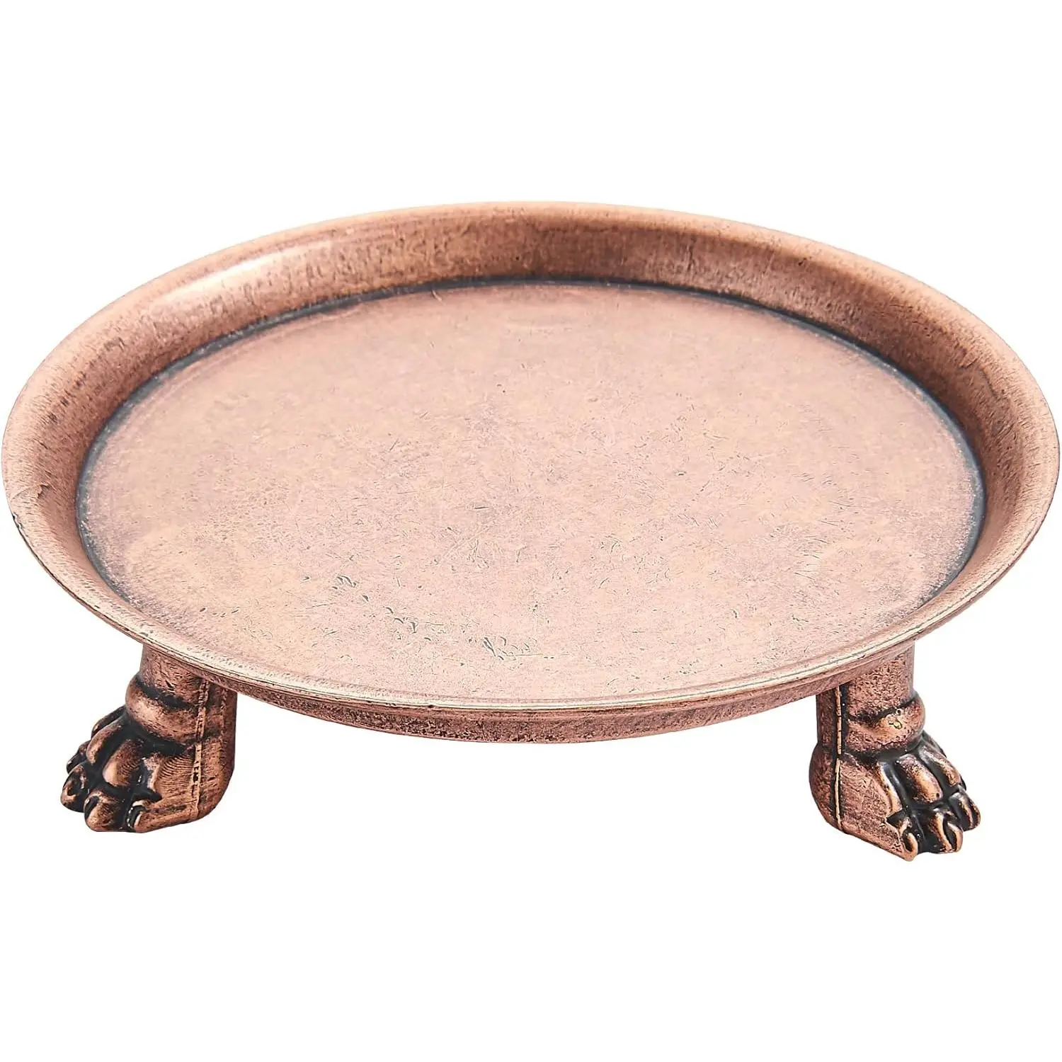 4.5 Inch Solid Brass Antique Copper Clawfoot Candle Dish - Pedestal Dish - Candle Holder -  Holder -  for Wax Candles, Rings, and Trinkets