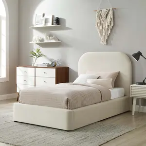 Modway Keynote Performance Velvet Curved Twin Platform Bed in Alabaster