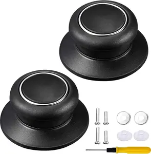 2Pcs Pot Lid Knobs, Universal Kitchen Bakelite Pan Lid Handle, Heat Resistant and Prevent Static Electricity, Easy Installation for Casserole Glass Pot Lid Top Replacement Cookware Knob