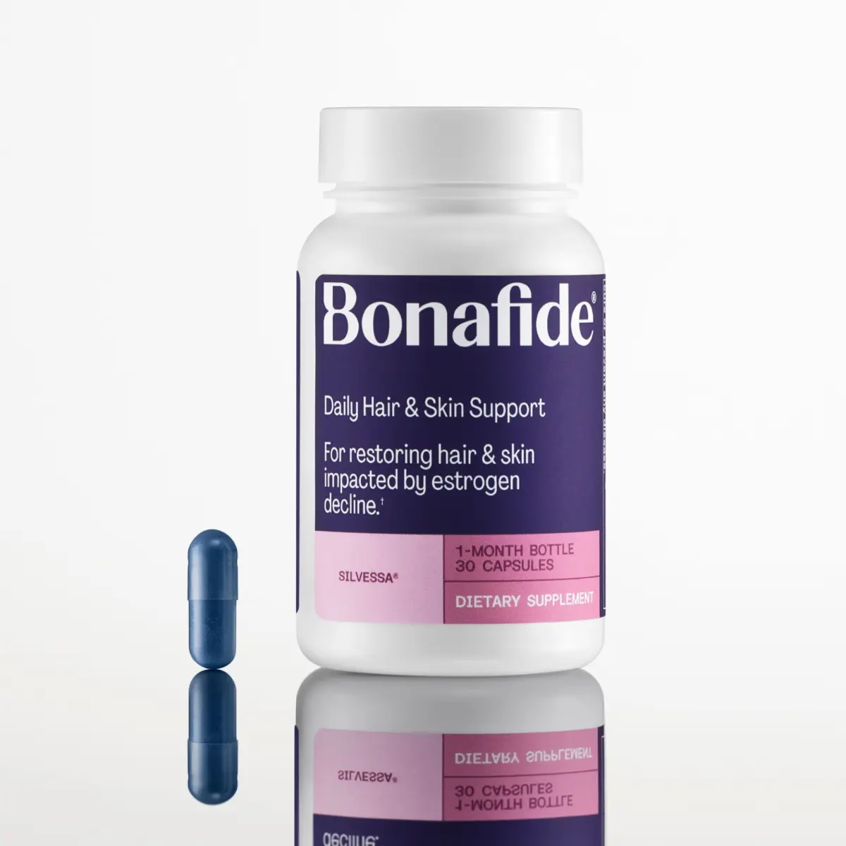 Bonafide Silvessa Hair & Skin Support Capsules – Hormone-Free, Drug-Free Daily Nourishment for Hair & Skin During Menopause – 30 Day Supply (30 Capsules)