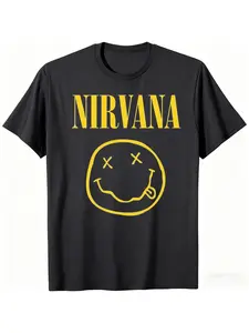 New Nirvana rock band men's T-shirt hip-hop style Men's and Women's oversized  Tee Casual Loose Outdoor Street