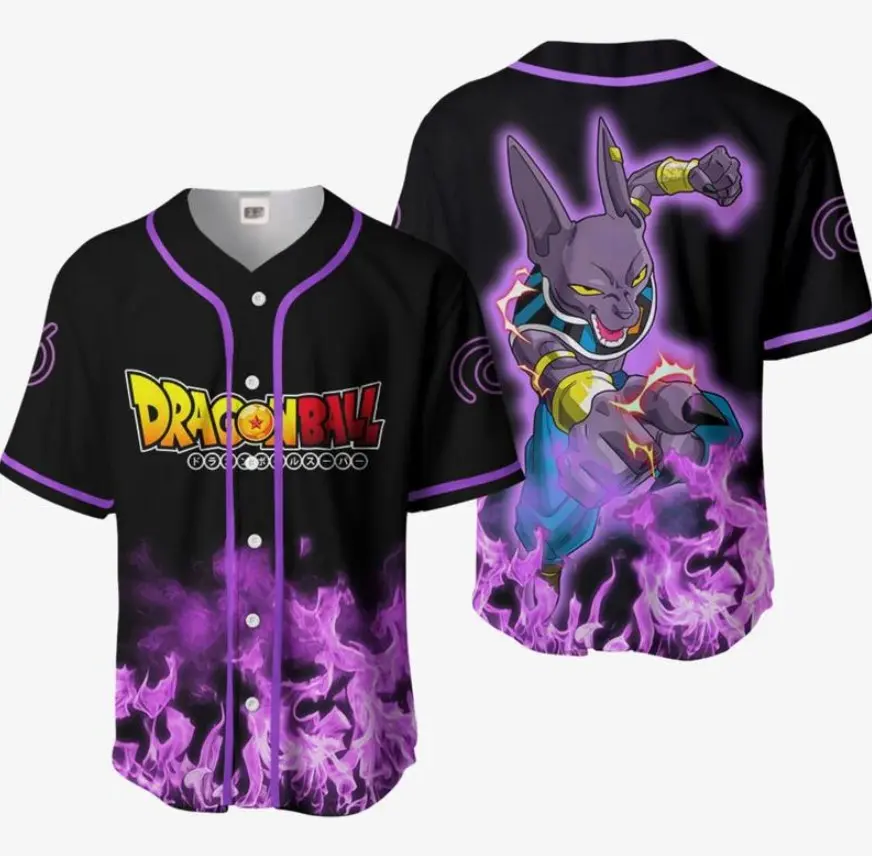 Unisex DragonBall Z Baseballs Jersey, Beerus Goku Baseball Jersey, Goku Jersey, Goku Gogeta Shirt, Anime Lover