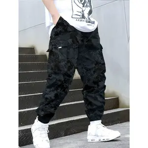 Boys Teen Casual Fashion Streetwear Everyday Versatile Solid Color Trendy Workout Outdoor Multi-Pocket Camo Jogger Pants School Uniform Spring Summer Autumn Back To School Halloween,Size 8-16 Years