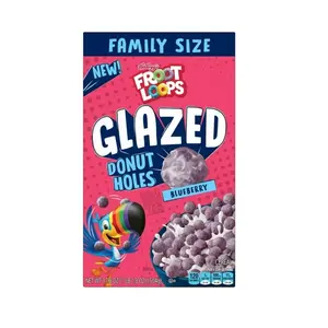 Kellogg's Froot Loops Glazed Donut Holes Blueberry Family Size 1 Box 17.8 Oz New Flavor