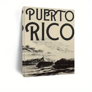 Puerto Rico Style Artistic Canvas Wall Art with Wooden Frame - Vintage Home Decor, Perfect Holiday Gift for Everyone, Ready to Hang