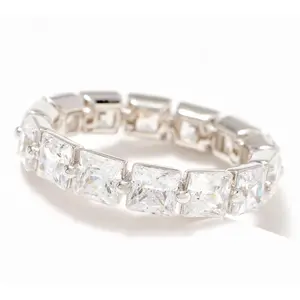 Diamonique Classics Choice of Cut Eternity Band Ring, Silver