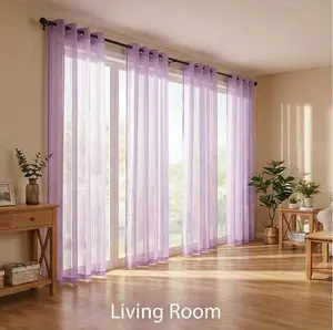 4-Piece Set Window Curtains, 52x90 in Grommet Top Sheer Light Filtering Drapes, 540D Lightweight Fabric with Delicate Hollow-Out Stripes, Solid Color for Bedroom Living Room Home Decor FT6667, Light Filtering Curtains