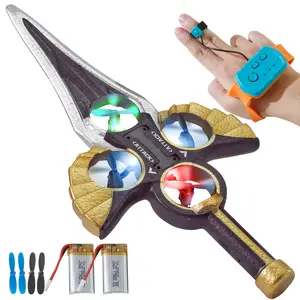 Flying Sword Drone Toy Set with LED Lights, Wrist Controller & Spare Batteries