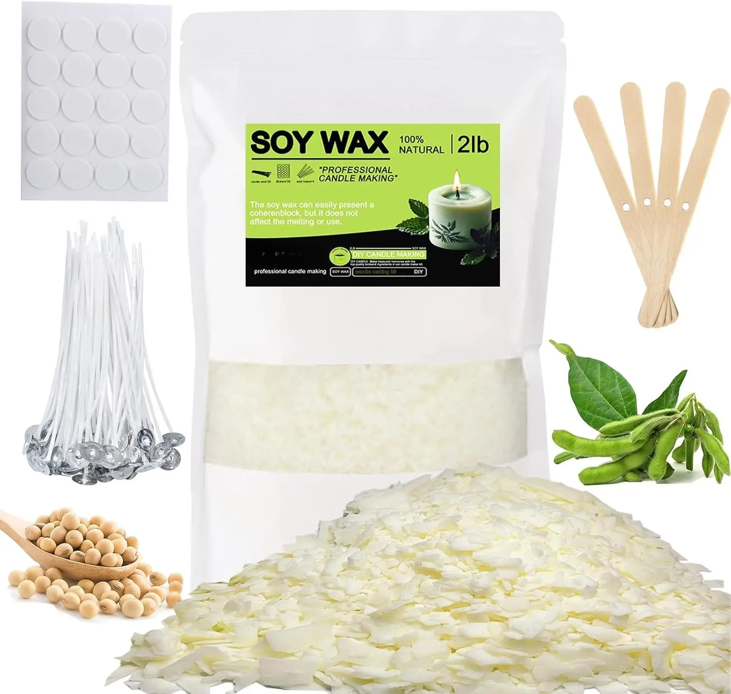 Soy Wax for Candle Making, 2lb  Soy Wax Flakes,  Soy Candle Wax for Candle Making Supplies, Pure Candle Wax from Farm, No , Additives