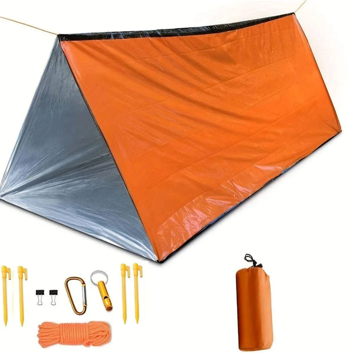 2 Person Outdoor Emergency Tent, Portable Shelter, Waterproof & Portable Easy Setup Tents Wilderness Survival Camping Set, Camping & Hiking Essentials Equipment