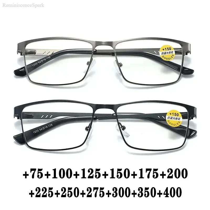 Men's Business Style Reading Glasses | Classic Frame Blue Light Blocking Design | Comfortable Presbyopia Hyperopia Eyeglasses | Great for Daily Work, Reading & Office Eye Protection