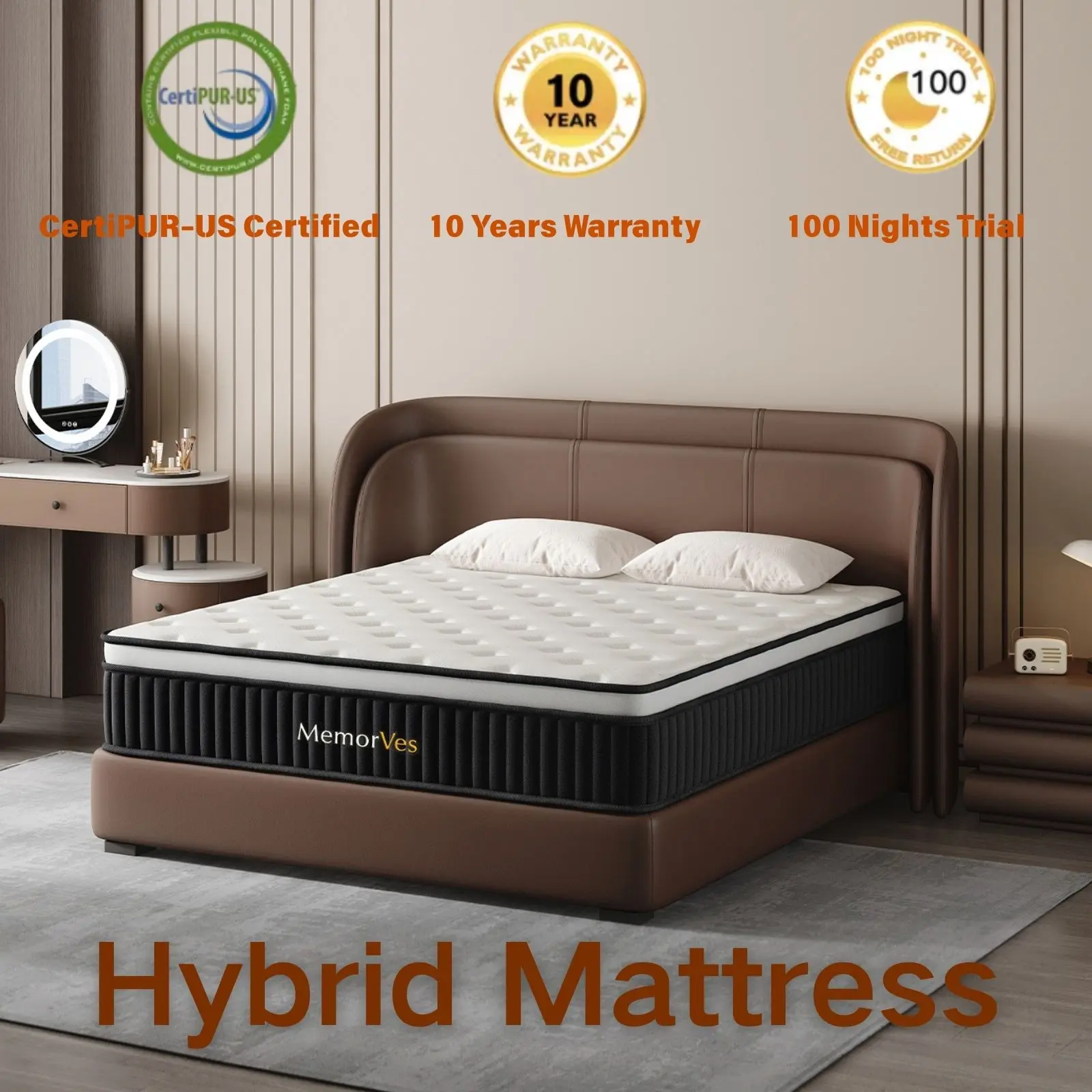 10/12/14-inch single, double, queen, and extra-large memory foam and spring mattress sets; medium firmness with lumbar support; suitable for home rooms and hotels; boxed; Halloween and Christmas gifts; furniture; ergonomic design; modern-style queen-size