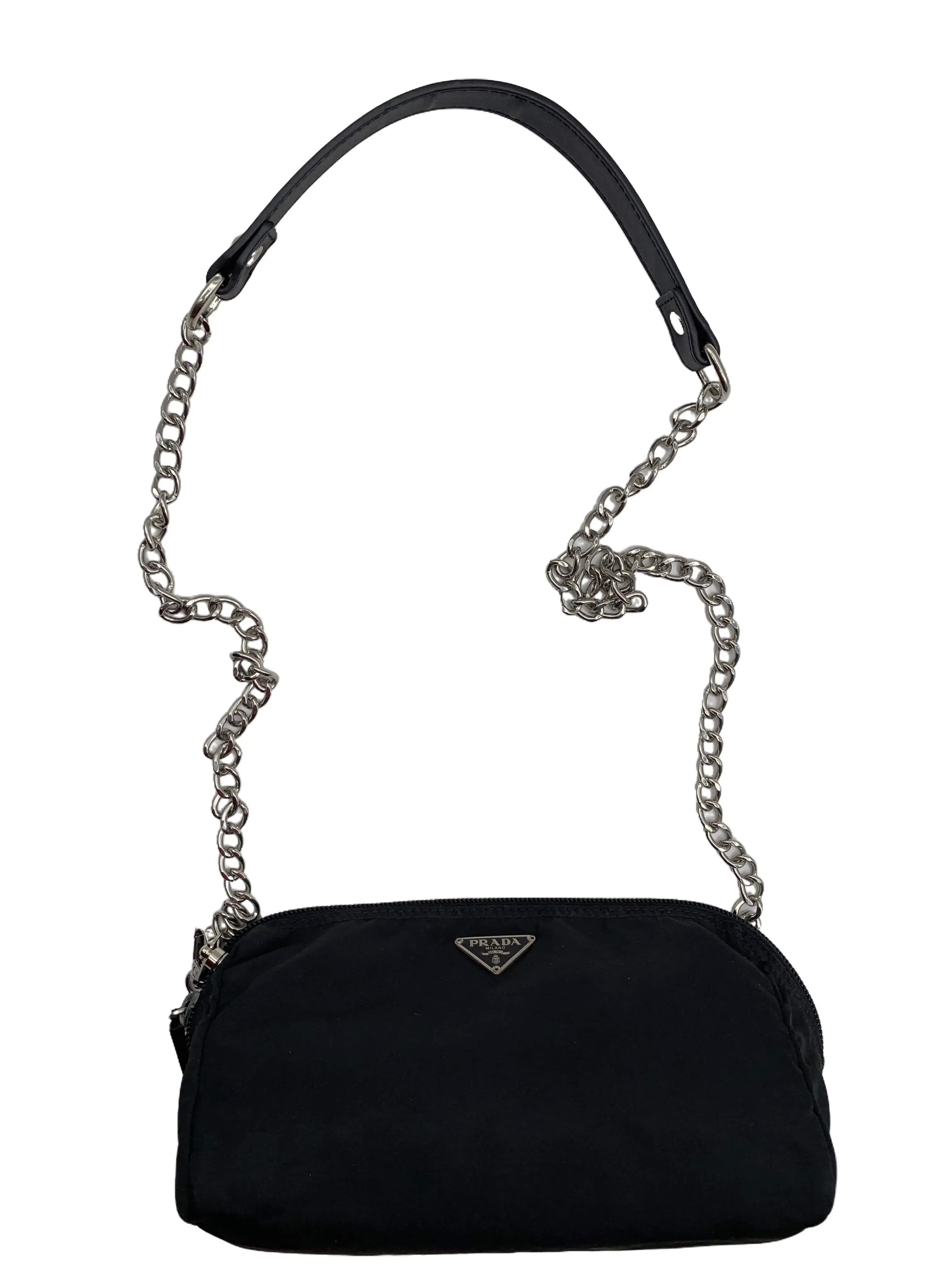 Pre-owned PRADA Black Nylon Mini Chain Crossbody Shoulder Bag/F4YW07503222/3222