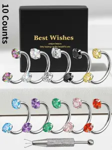 10PCS 18G Septum Rings Horseshoe 8mm Surgical Steel Nose Ring Hoop Lip Piercing Jewelry for Women Men 1.0mm Circular Barbell Cartilage Helix Tragus Daith Earring Retainer Double Cubic Zirconia Internally Threaded Nose Piercing Studs Body Jewelry Kit