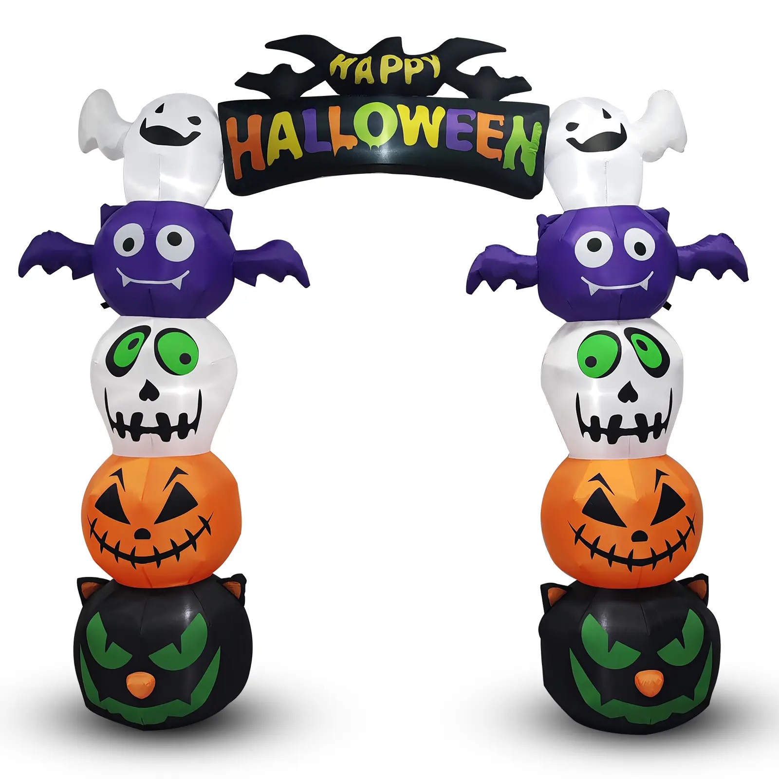 Ubesgoo 8.2FT Cute Halloween Inflatables Pumpkin Archway Outdoor Decoration, Giant Blow up Yard Arch Decorations with Built-in LED Lights for Holiday Party Front Yard Lawn Garden Decor