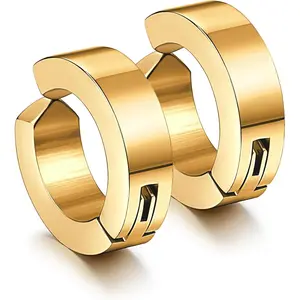MILACOLATO Non-Piercing Clip-On Type Hoop Huggie Earrings, Stainless Steel with Metal Coating, Hypoallergenic Female Everyday Wear Jewelry (Multiple Pairs Available) summerwins