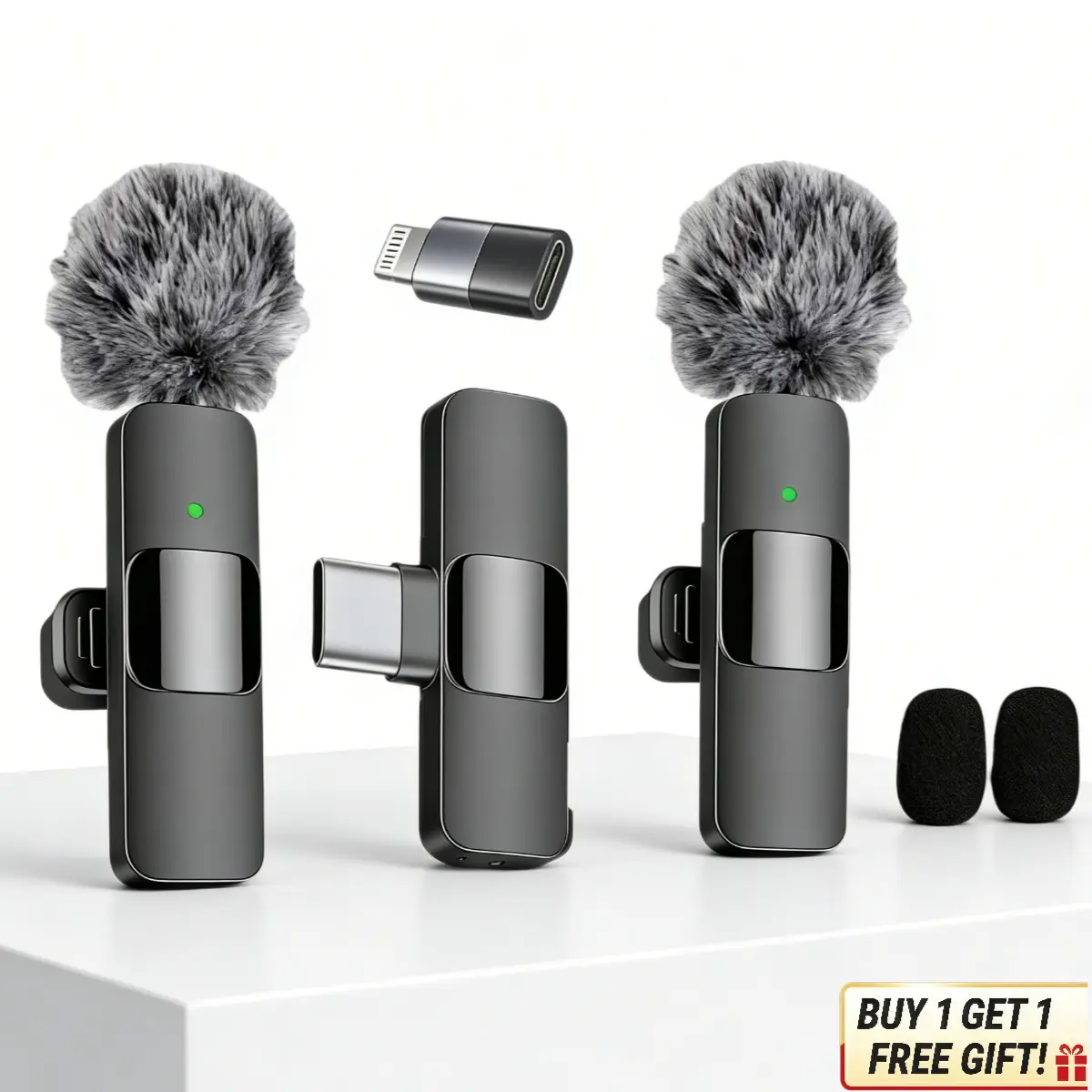 2-In-1 Wireless Lavalier Microphone - Portable Handheld Audio Device with Plug-and-Play for Smartphone Vlog, Live Stream (Sports & Outdoor Accessories), Stereo, Receiver, Clip, Recording