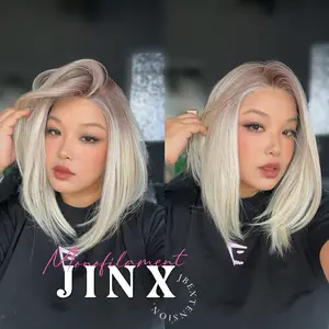 JBEXTENSION JINX MONO Monofilament Handmade Wig 6X5 Full Monofilament Hand Tied Top Wig 12 Inches Blonde Mono Lace Wig With Anti-slip Silicone Strips Glueless Wig JINX MONO【BENDY EAR TABS】