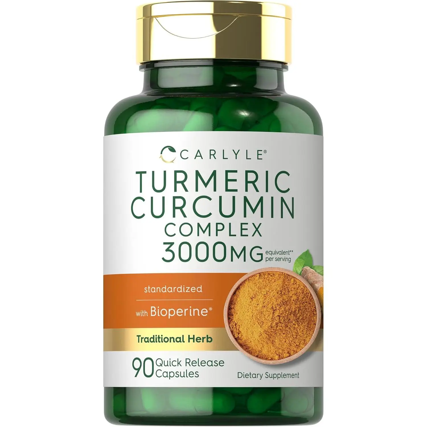 Turmeric Curcumin Supplement with Black Pepper & Bioperine | High Absorption Joint Support & Antioxidant Wellness | Non-GMO & Gluten-Free Turmeric Extract Herbal Pills | 90 Powder Capsules