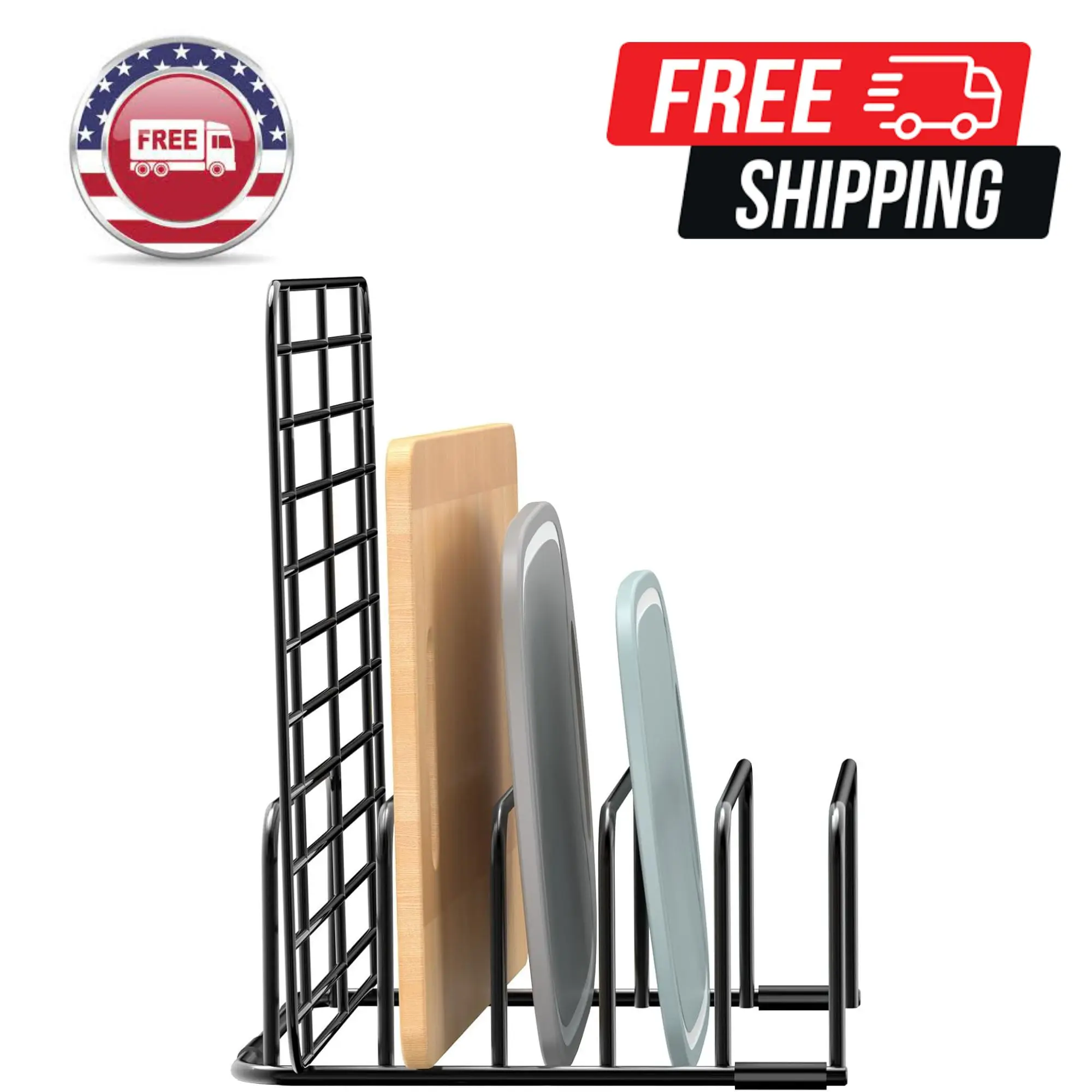 Cutting Board Organizer and Baking Sheet Rack, 1-Pack Black