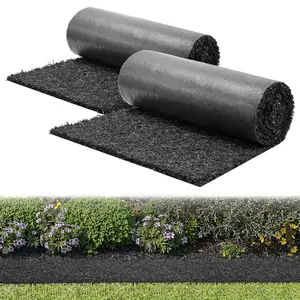 【DealsForYouDays】VEVOR Rubber Mulch Mat Roll, 2 Rolls 96 x 24 in Recycled Rubber Mulch Mat, 0.5 Thick Cuttable, Reduced Weed Growth, Natural-Looking Weed Barrier Mat, Permanent Walkway Pathway for Landscaping