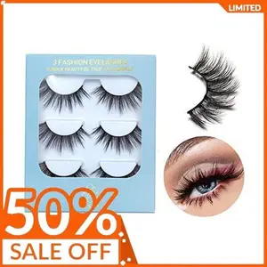 DYSILK Eyelashes Mink Lashes Fluffy- Cat Eye Lashes 3 Pairs 6D Mink Lashes Wispy Eyelashes Lashes That Look Like Extensions Lashes Set Reusable Lashes Pack Eye Lashes |001-0.7 inch