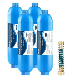 4 Pcs RV Inline Water Filter,NSF 42/372 Certified, Reduce Chlorine, Odor, Taste, Rust and Fluoride in Drinking Water, Dedicated for RVs and Marine