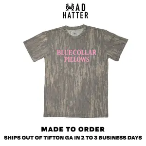 MHC | Blue Collar Pillows Camo Shortsleeve Tee w/ True to Size Fit, Cotton & Polyester Blend, Extremely Soft Women's Casual Top Everyday Womenswear Shirt